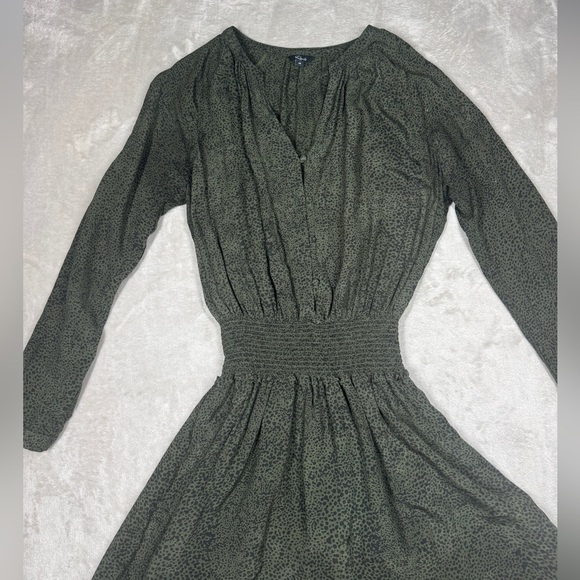 Rails Jasmine Olive Speckled Tiered Button Front Mini Boho Green Dress Size XS - Picture 4 of 16